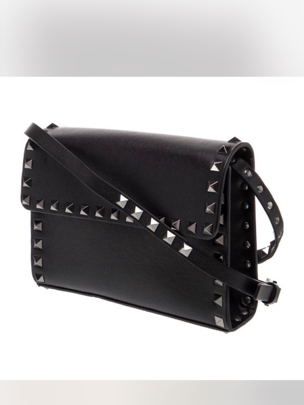 Valentino Garavani Black Leather Pyramid-Stud Crossbody